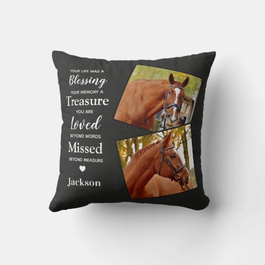 記念2パーソナライズされた写真モダンメモリアル クッション (裏面)