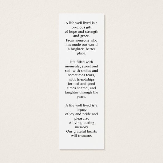 記念3モダン写真葬儀祈りの言葉しおり (裏面)