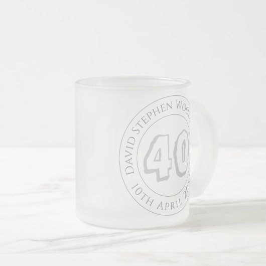 記念40歳の誕生日お祝い フロストグラスマグカップ (正面右)