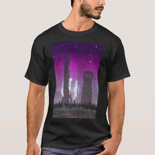 記念 – サイバーパンクフューチャー幽霊タウン Tシャツ (正面)