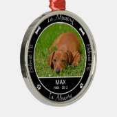 記念-犬の死亡-カスタム写真/名前 メタルオーナメント (右)