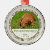 記念-犬の死亡-カスタム写真/名前 メタルオーナメント (正面)