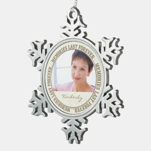記念-記憶が永遠に残るカスタムの写真/名前 スノーフレークピューターオーナメント (右)
