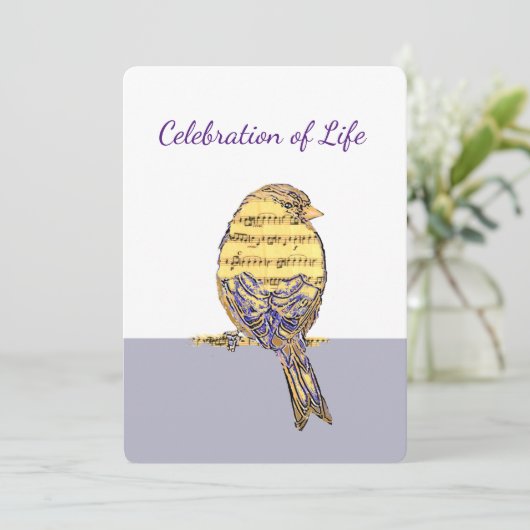 記憶お祝いライフミュージックバードミュージシャン 招待状 (スタンド正面)