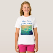 「記憶に変わる海」- ブルーグリーン Tシャツ (正面フル)