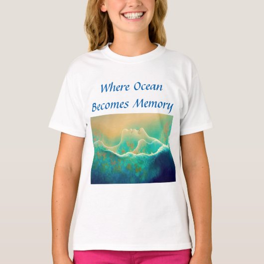 「記憶に変わる海」- ブルーグリーン Tシャツ (正面)