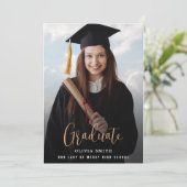 記憶に残る写真付きのモダンな卒業招待状 招待状 (スタンド正面)