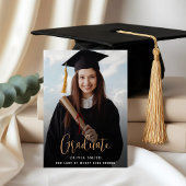 記憶に残る写真付きのモダンな卒業招待状 招待状