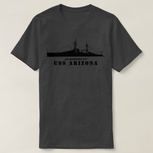 記憶に残る戦艦USSアリゾナのシルエット Tシャツ (デザイン正面)