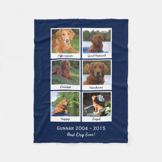 記憶に残る犬のInstagram写真コラージュ フリースブランケット (正面)