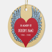 記憶に翼を持つハート セラミックオーナメント (左)