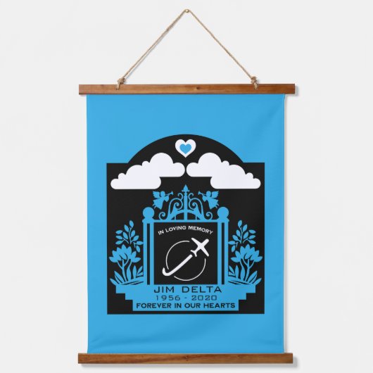 記憶の中でパイロットの葬儀ギフト 吊り下げ型タペストリー (正面)