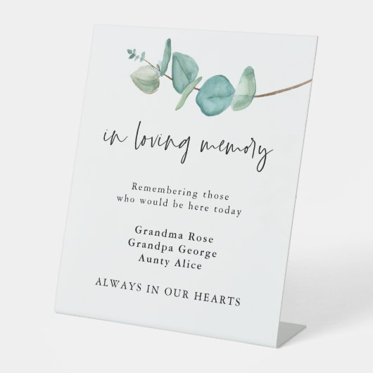 記憶の中で青いユーカリの名結婚前 台座サイン (正面)