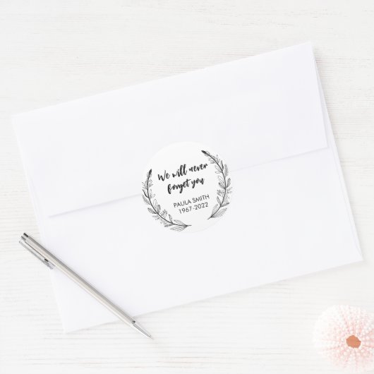 記憶の中で。私たちは決してあなた忘れをしない ラウンドシール (封筒)