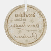 記憶の中の天国からの雪パーソナライズされた片 ガラスオーナメント (裏面)