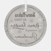 記憶の中の天国からの雪パーソナライズされた片 ガラスオーナメント (裏面)