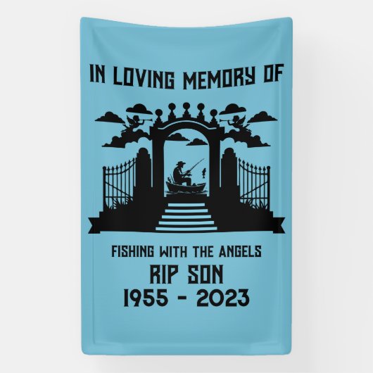 記憶の中の魚釣り葬儀 横断幕 (縦)