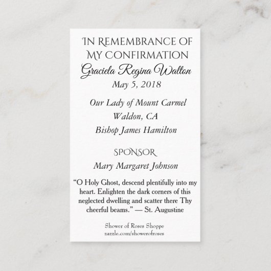 記憶の確認確認鳩の神聖カード – - 名刺 (裏面)