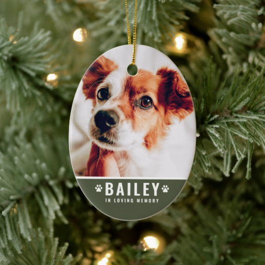 記憶の足を愛する写真のペット記モダン念碑 セラミックオーナメント (ツリー)