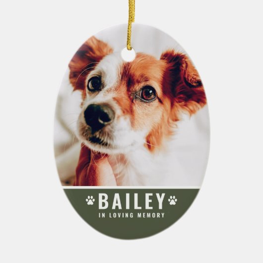 記憶の足を愛する写真のペット記モダン念碑 セラミックオーナメント (正面)