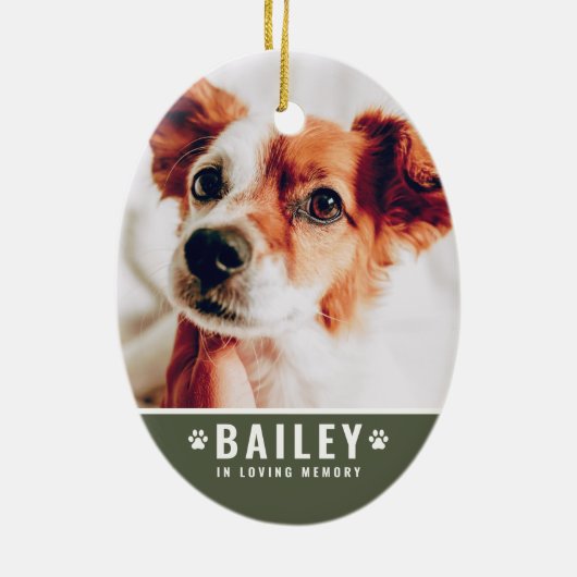 記憶の足を愛する写真のペット記モダン念碑 セラミックオーナメント (裏面)