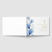 記憶を愛するフローラの葬儀で青いクリスチャン ゲストブック (全面)