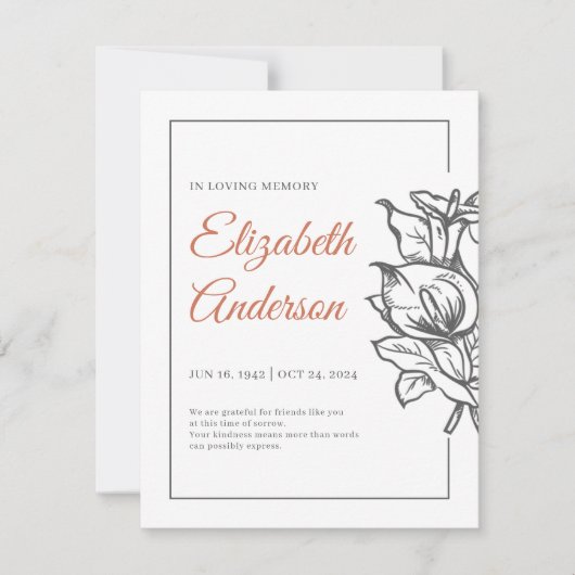 記憶を愛する植物モダンの記念 サンキューカード (正面)