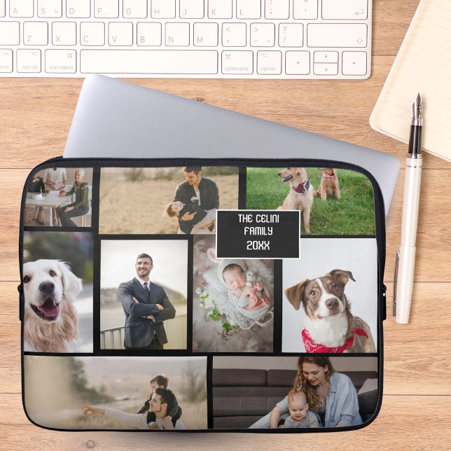 記憶を解き放て：9枚の写真を飾るオリジナルラップトップスリーブ ラップトップスリーブ (Unleash Your Memories: Personalized 9-Photo Collag Laptop Sleeve)
