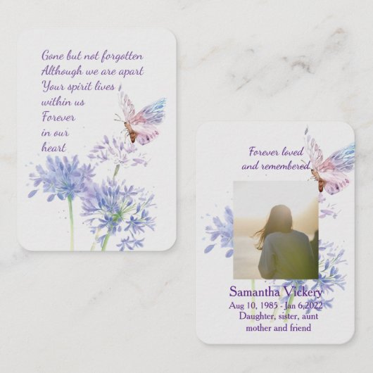 記憶カスタム記念メモリカードバタフライ 名刺 (正面/裏面)