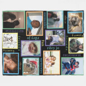 記憶カラフルでモダンなジャンボ12写真のコラージュ フリースブランケット (正面(横))