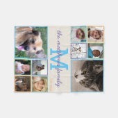 記憶カラフルなモノグラム10の写真のコラージュ フリースブランケット (正面(横))