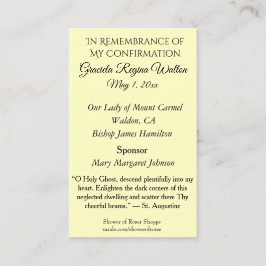 記憶カード鳩のホストの秘跡の確認 名刺 (裏面)