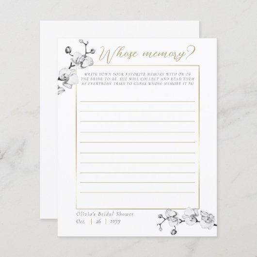 記憶ゲエレガントームを持つ蘭ブライダルシャワー (正面/裏面)