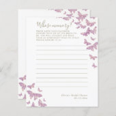 記憶ゲームを持つ紫色の蝶ブライダルシャワー (正面/裏面)