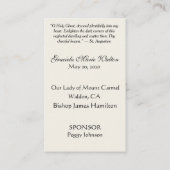 記憶性確認金ゴールドドーブクロスリリーレース 名刺 (裏面)