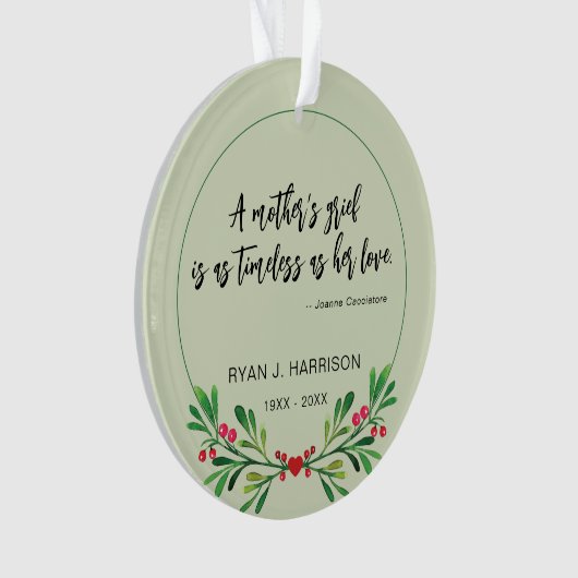 記憶母悲しみ緑の写真記念 オーナメント (正面)