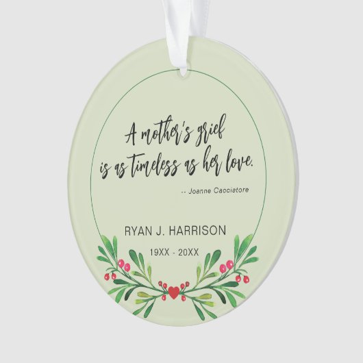 記憶母悲しみ緑の写真記念 オーナメント (正面)