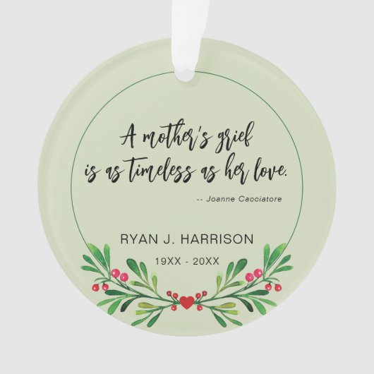 記憶母悲しみ緑の写真記念 オーナメント (正面)