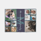 記憶濃紺のモノグラム10の写真のコラージュ フリースブランケット (正面(横))