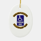 記章、ハンディキャップの印、ハンディキャップを付けられたラベル、haにハンディキャップを付けて下さい セラミックオーナメント (正面)