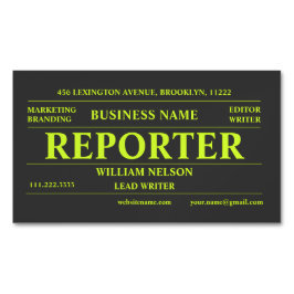 記者ジャーナリストのブラック マグネット名刺
