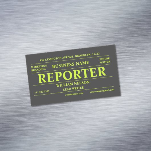 記者ジャーナリストのブラック マグネット名刺 (インサイチュ)