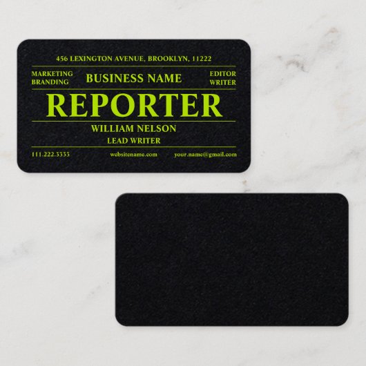 記者ジャーナリスト 名刺 (正面/裏面)