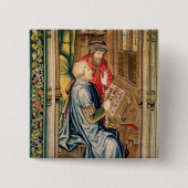 記述を書いている筆記者 缶バッジ (正面)