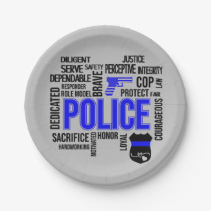 記述語を持つ警察のパーティープレート ペーパープレート