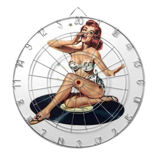 記録に坐っている女の子の上のPin ダーツボード (正面)