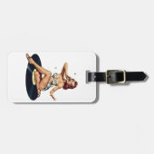 記録に坐っている女の子の上のPin ラゲッジタグ (正面横)