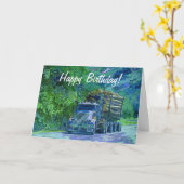 記録のトラックのおもしろいなトラック運転手の誕生日カード カード (黄色い花)