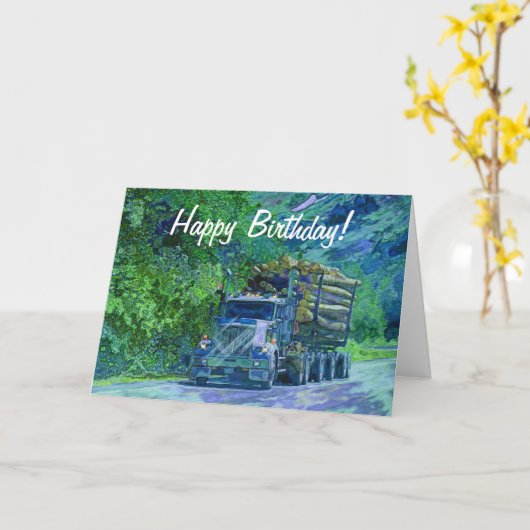 記録のトラックのおもしろいなトラック運転手の誕生日カード カード (黄色い花)