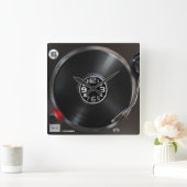 記録及びターンテーブル スクエア壁時計 (ホーム)